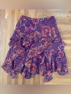 Vintage Ralph Lauren Women’s Purple Paisley Fairy Ruffled Skirt